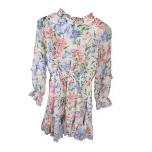 Girls sz 16 Spring Easter Dress soft white with blue & pink floral Rare Editions